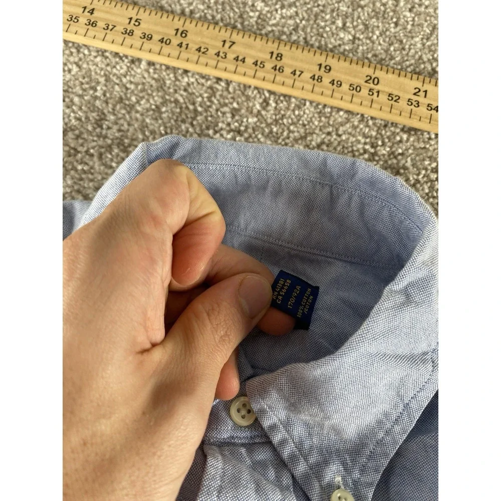 Polo Ralph Lauren Solid Light Blue Button Down Mens S Flesh Pony Cotton Work